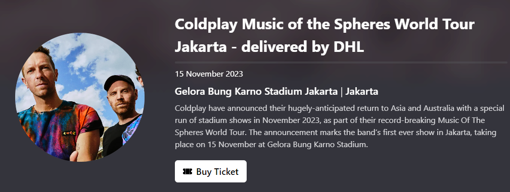 Harga Tiket Konser Coldplay Jakarta